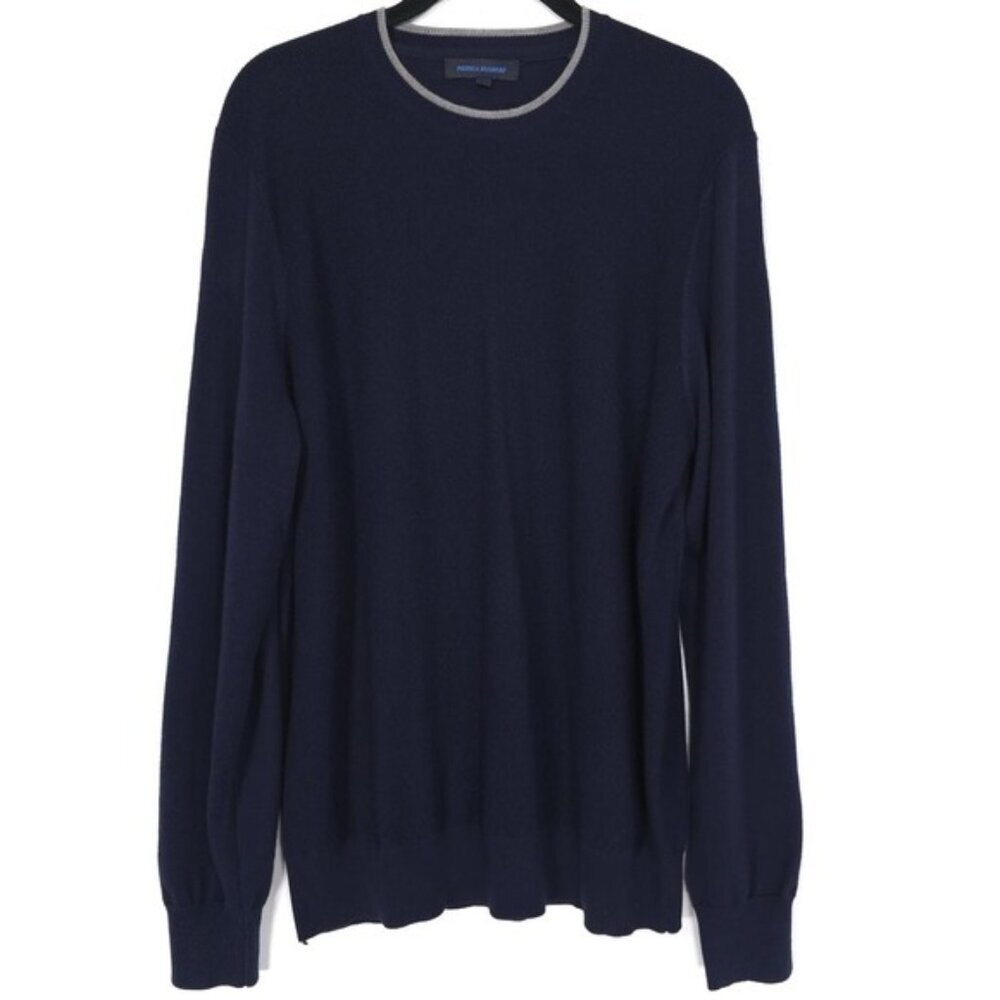 PATRICK ASSARAF 100% EXTRAFINE MERINO WOOL Size MEDIUM Crew‎ Navy Blue Sweater